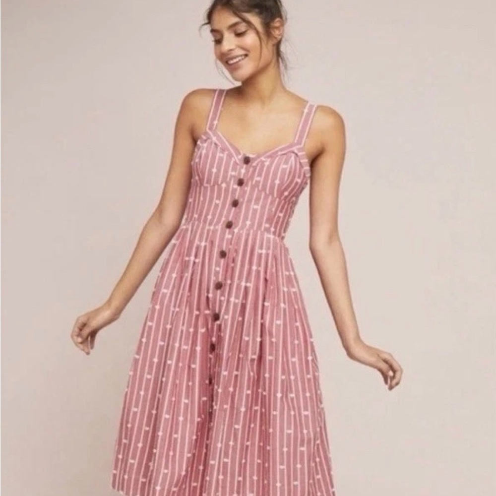 Maeve by Anthropologie Hudson Dress - Striped Sleeveless Buttonfront Dress